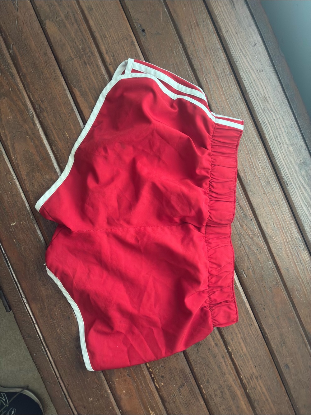 adidas Red Athletic Shorts with White Trim - Picture 3 of 4